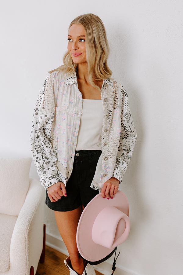 Boho Chic Lace Button Up in White Image - 1