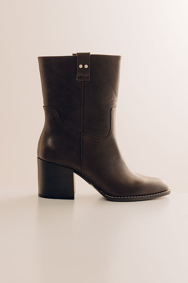 The Juniper Faux Leather Boot in Dark Chestnut