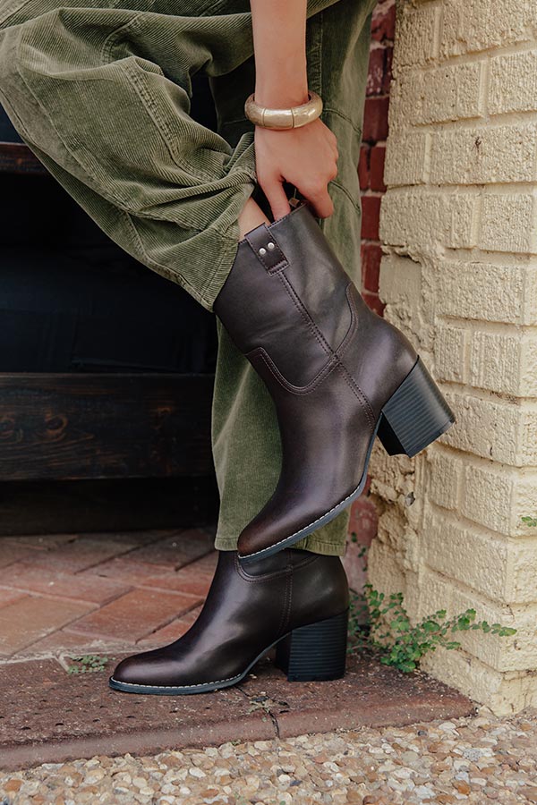The Juniper Faux Leather Boot in Dark Chestnut Image - 1