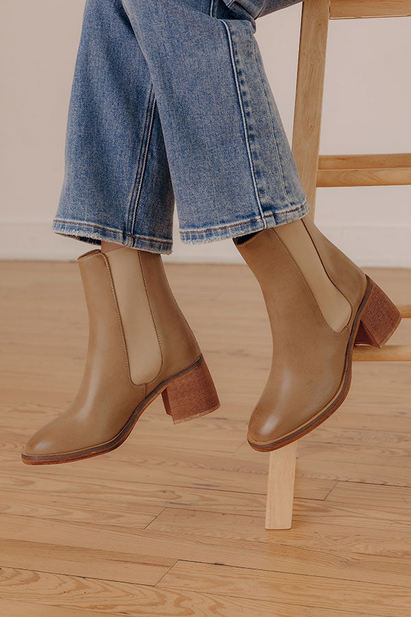The Skylar Faux Leather Vintage Boot in Warm Taupe Image - 1