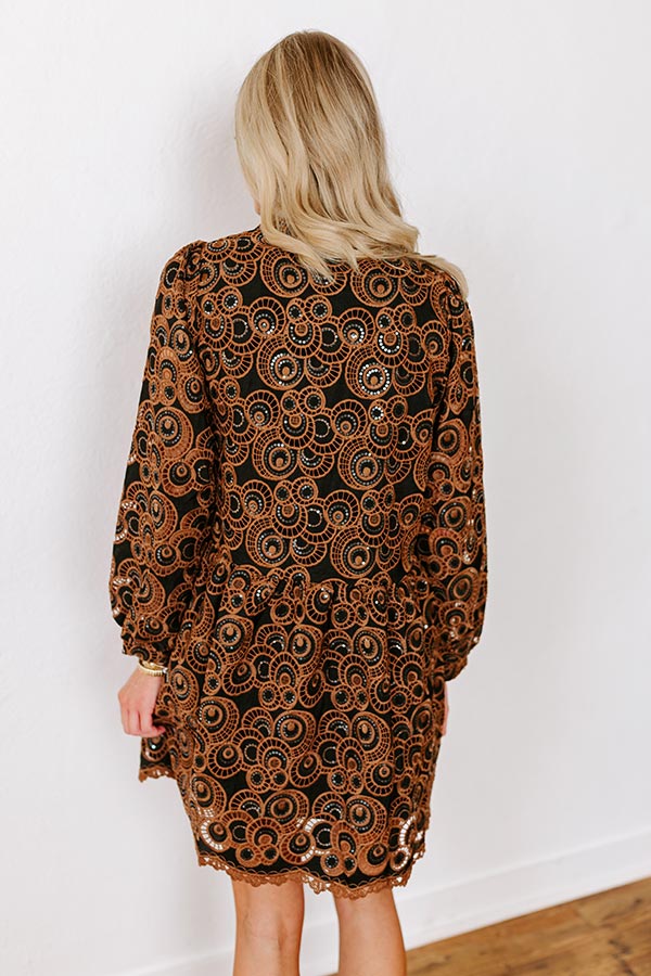 Fifth Avenue Embroidered Mini Dress in Black Image - 4