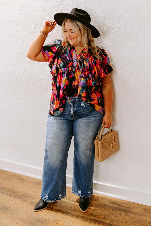 RISEN Paisley High Waist Wide Leg Jean Curves Image - 1