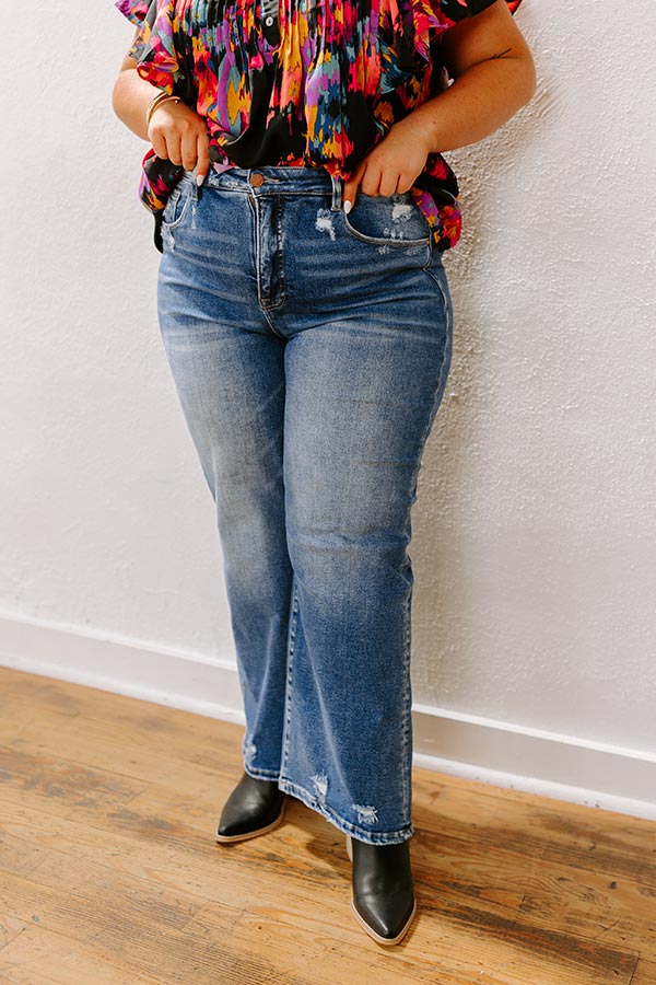 RISEN Paisley High Waist Wide Leg Jean Curves Image - 2