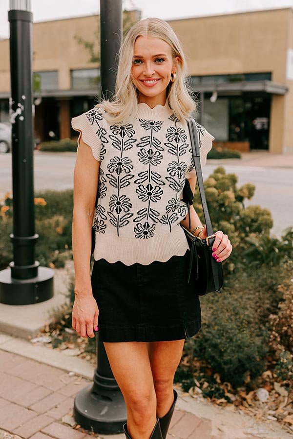 Front Porch Sippin' Floral Sweater Top in Cream Image - 1