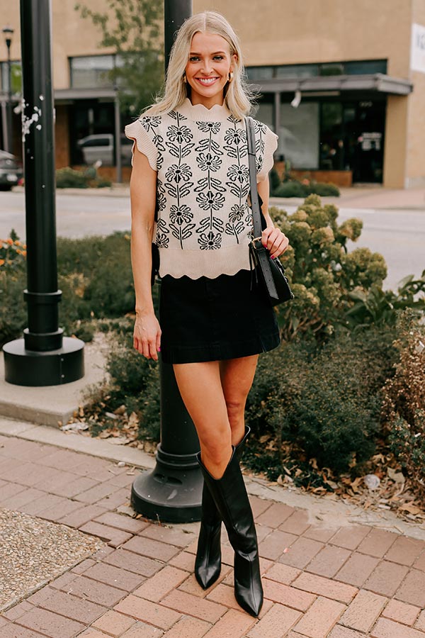 Front Porch Sippin' Floral Sweater Top in Cream Image - 2