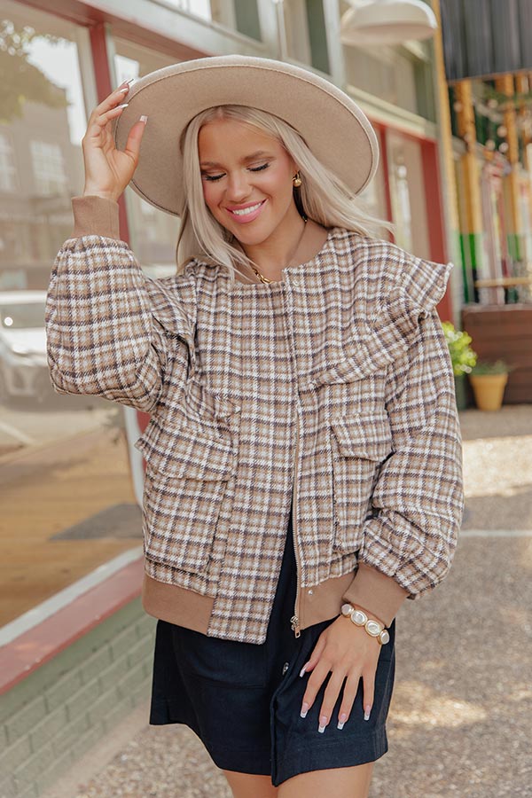 Chai Latte Pretty Plaid Jacket Image - 1