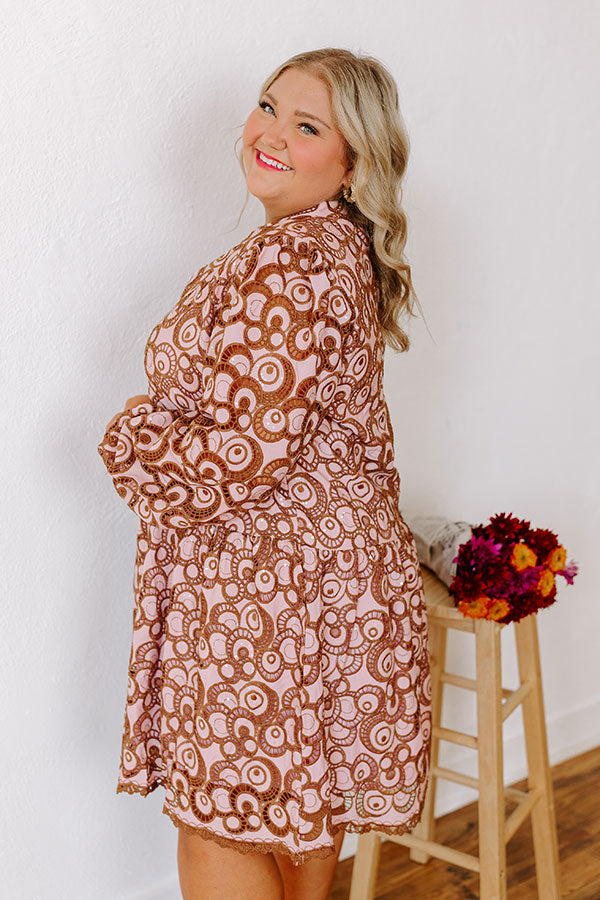 Fifth Avenue Embroidered Mini Dress in Blush Curves Image - 3