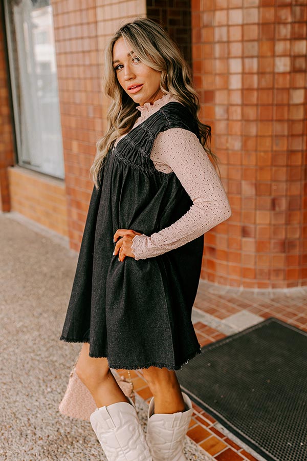 Hayride Honey Denim Mini Dress in Black Image - 4