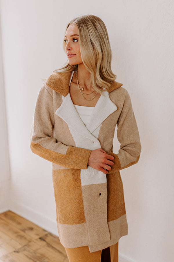 Apple Spiced Wishes Knit Coat in Camel Image - 2