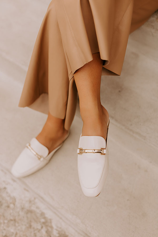 The Aubrey Faux Leather Mule Loafer in Cream Image - 3