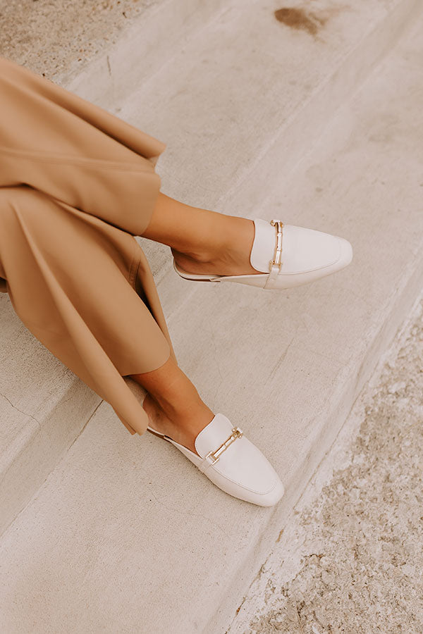 The Aubrey Faux Leather Mule Loafer in Cream Image - 5