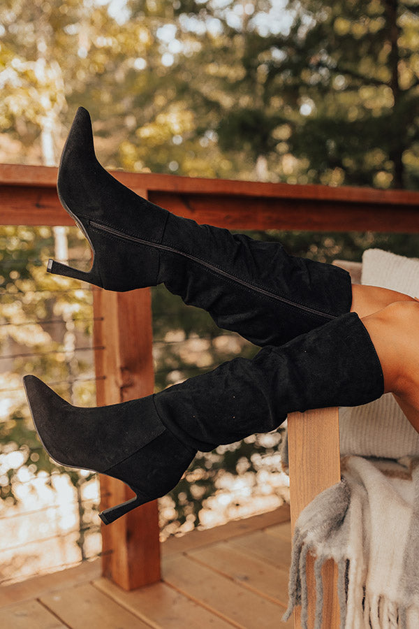 The Alice Faux Suede Knee High Boot in Black Image - 2