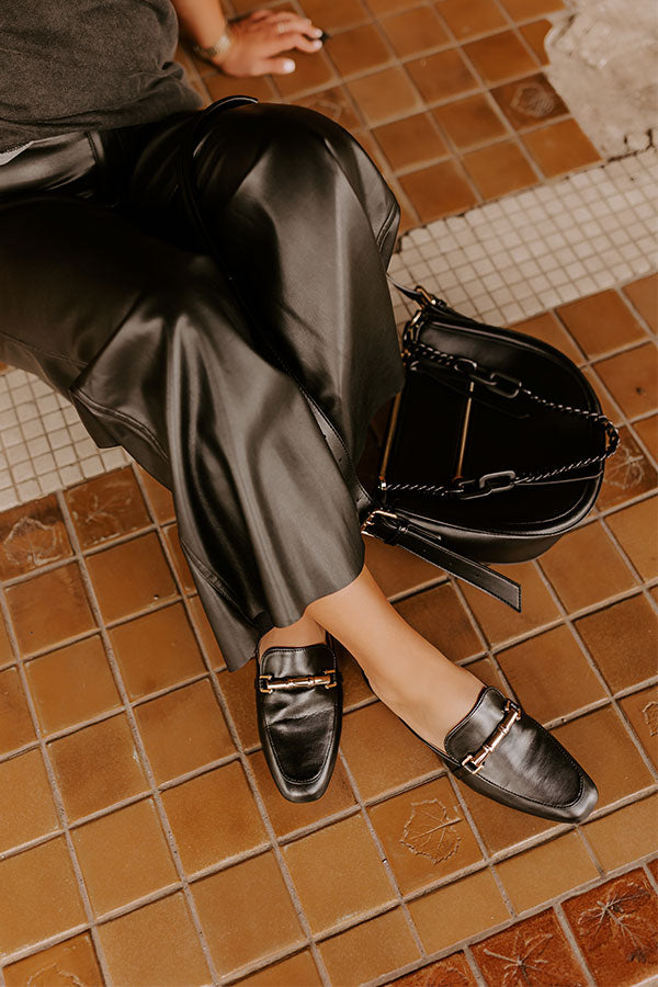 The Aubrey Faux Leather Mule Loafer in Black