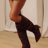 The Alice Faux Suede Knee High Boot in Chocolate Image - 1