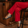 The Iris Rhinestone Embellished Faux Leather Flats in Black Image - 1