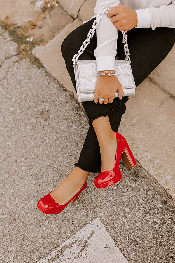 The Caroline Patent Heel in Red Image - 2