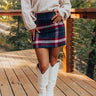 The Hadley High Waist Plaid Skirt in Navy Image - 1