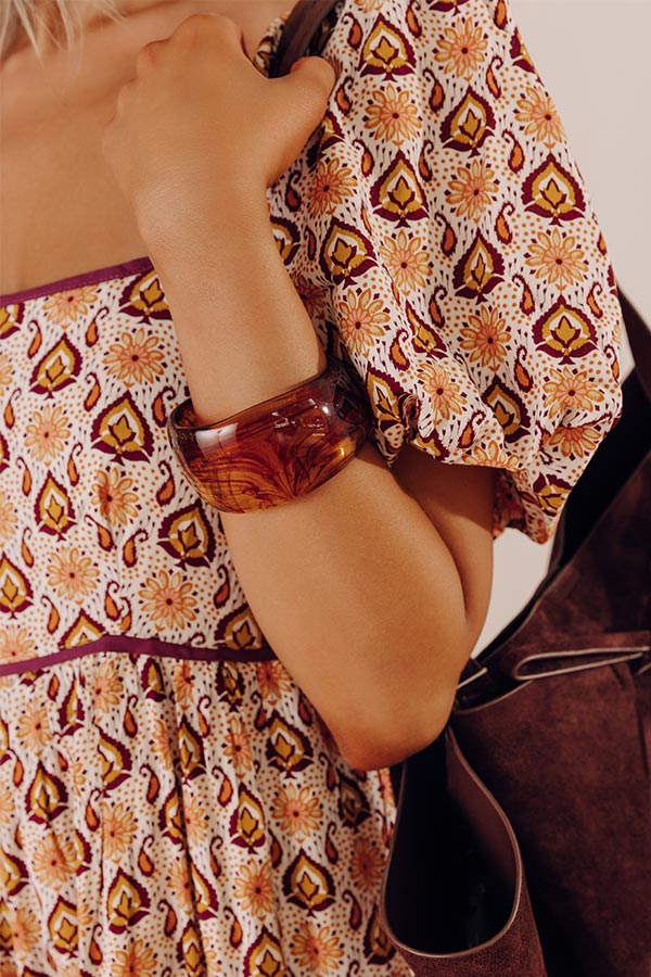 Boho Vibe Bangle Bracelet in Brown Image - 1