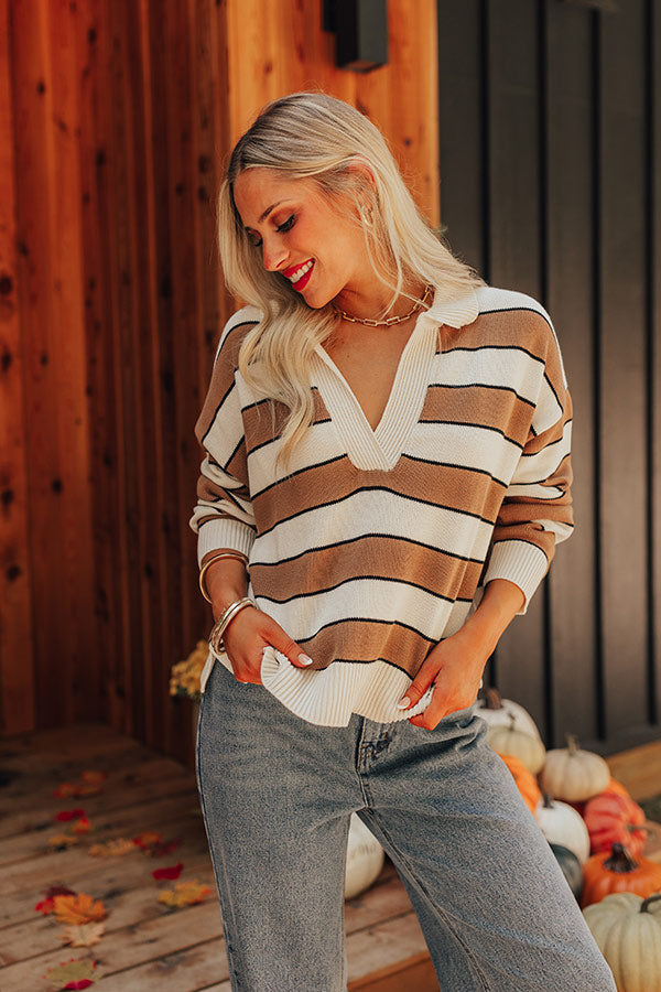 Polo and Prosecco Knit Sweater in Mocha Image - 1