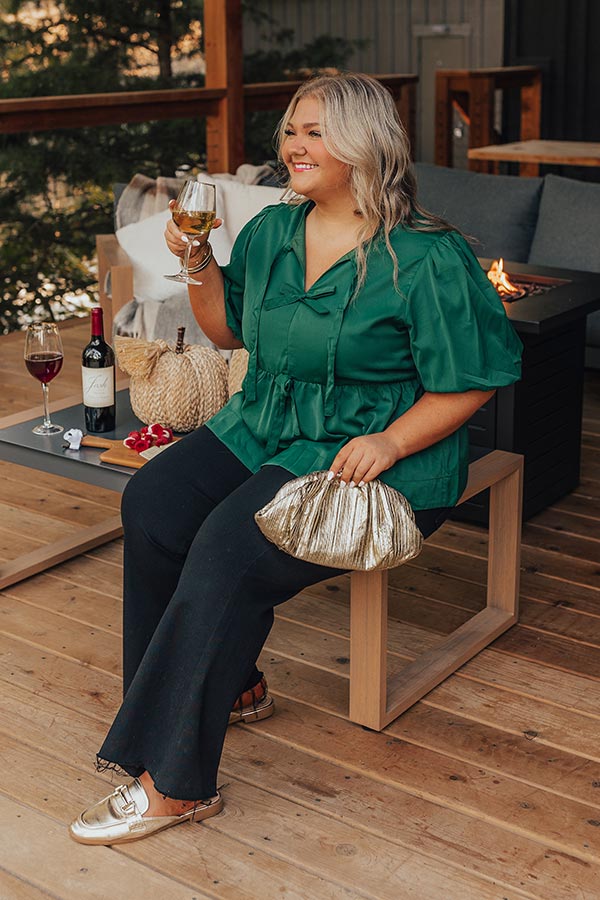 Meant For Martinis Peplum Top in Hunter Green Curves Image - 1
