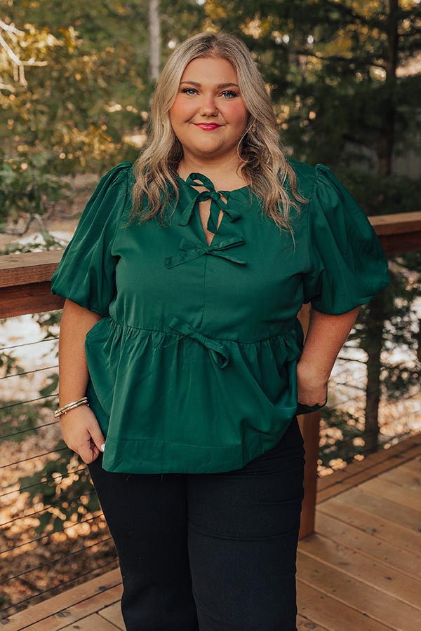 Meant For Martinis Peplum Top in Hunter Green Curves Image - 2