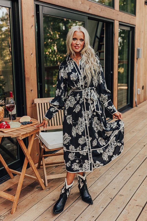 Chic Cityscape Floral Button Down Midi Image - 2