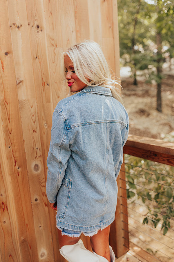 Train To Paris Denim Oversized Blazer Image - 3