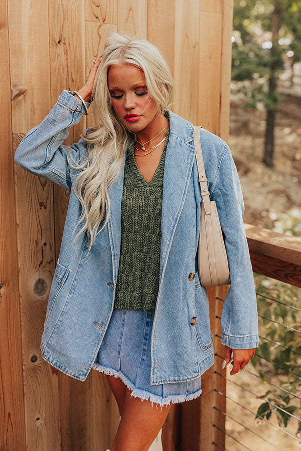 Train To Paris Denim Oversized Blazer Image - 4