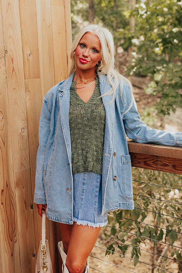 Train To Paris Denim Oversized Blazer Image - 2