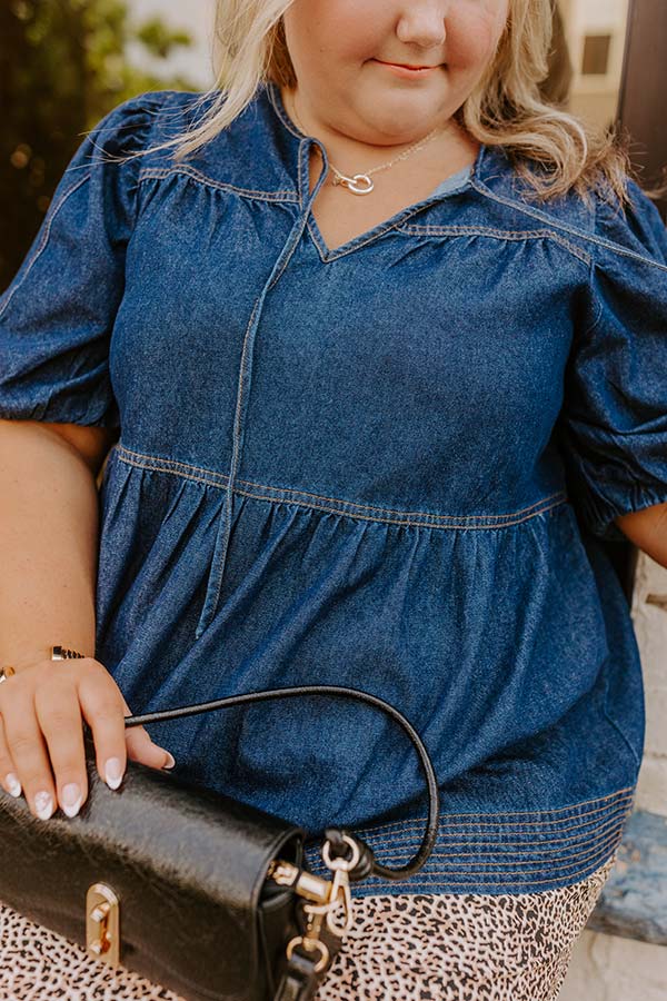 Sweet Darling Denim Babydoll Top Curves Image - 2