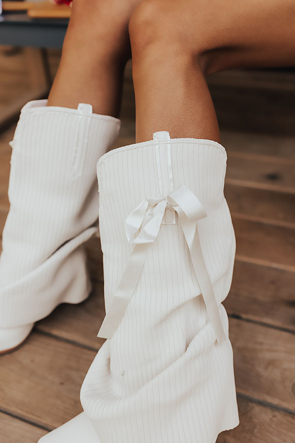 The Brianna Faux Leather Boot in Ivory Image - 2