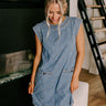 Metropolitan Muse Denim Mini Dress in Medium Wash Image - 1