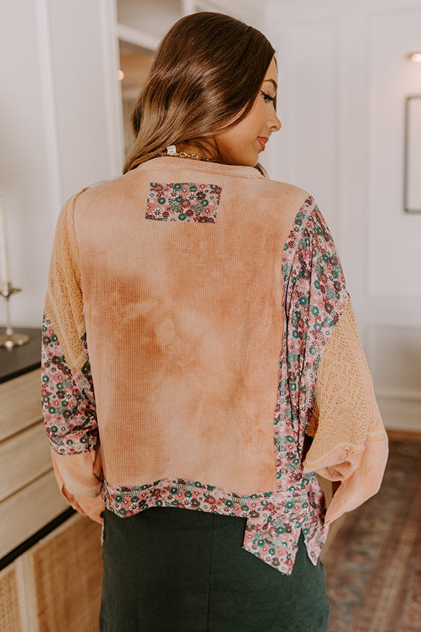 Chasing Sunsets Waffle Knit Top in Light Pumpkin Image - 3