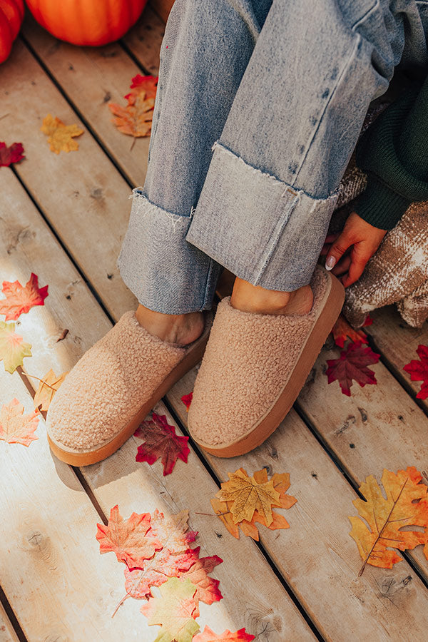 The Serenity Sherpa Platform Slipper in Iced Latte Image - 1