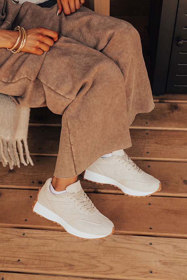 The Blake Corduroy Sneaker in Light Oatmeal Image - 2