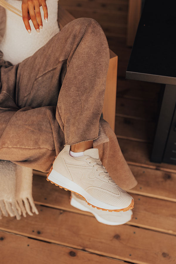 The Blake Corduroy Sneaker in Light Oatmeal Image - 3