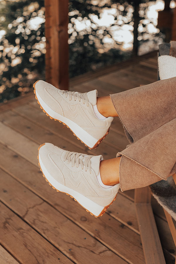 The Blake Corduroy Sneaker in Light Oatmeal Image - 1