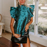 Rooftop Skyline Floral Jacquard Top in Teal Image - 1