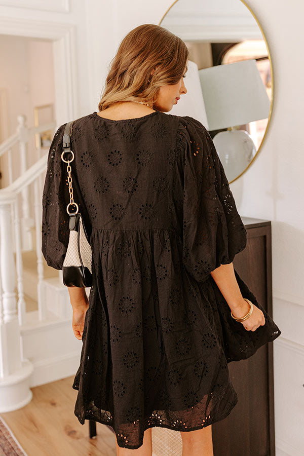 Totally Chic Eyelet Mini Dress in Black Image - 2