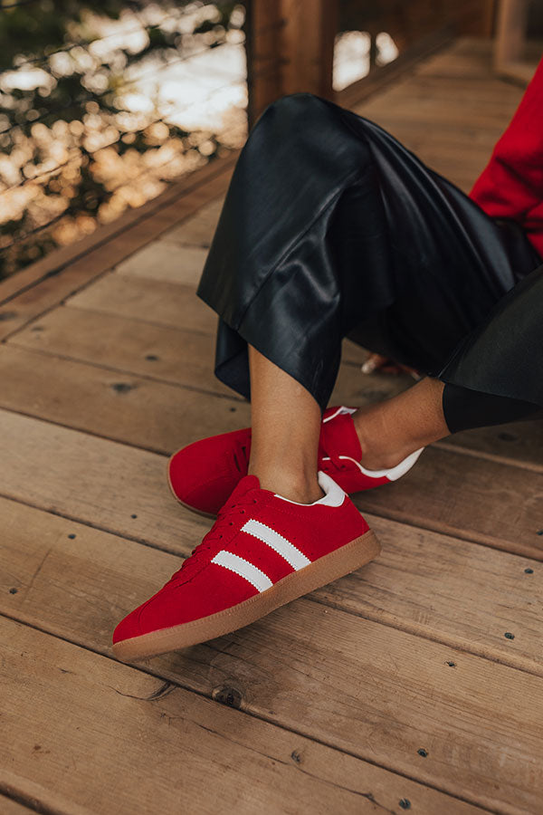 The Sutton Faux Suede Sneaker in Red Image - 1