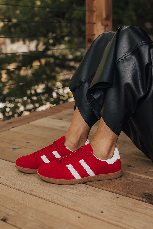 The Sutton Faux Suede Sneaker in Red Image - 2