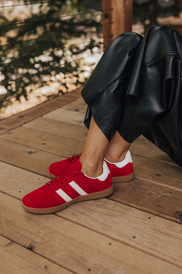 The Sutton Faux Suede Sneaker in Red Image - 4