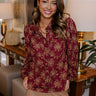 Autumn Blooms Knit Button Up in Wine Image - 1