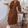 Kind Glance Smocked Midi in Chocolate Image - 1