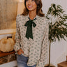French Cafe Floral Top in Oatmeal Image - 1