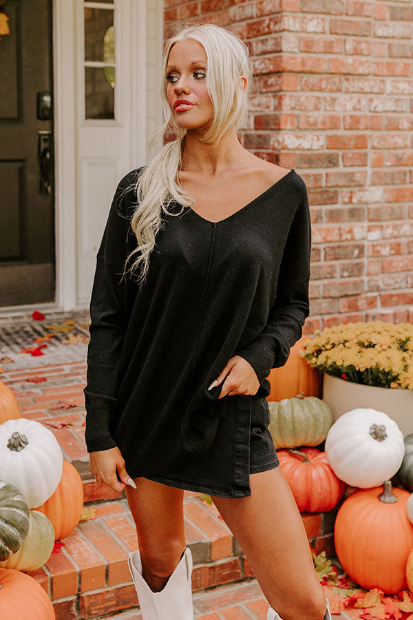 Fall Latte Shift Sweater in Black Image - 1