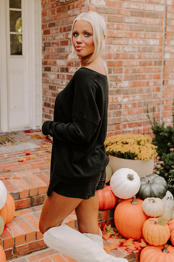 Fall Latte Shift Sweater in Black Image - 3