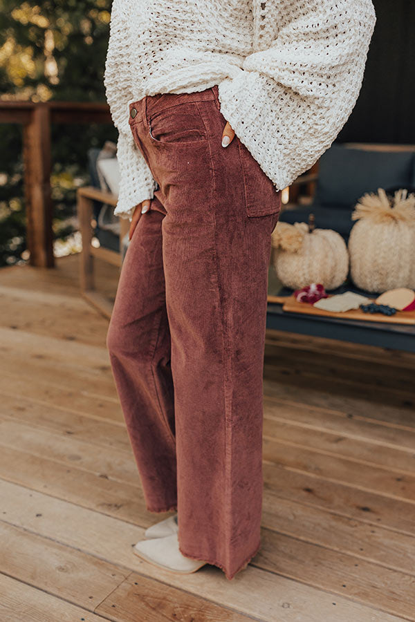 The Madelyn High Waist Corduroy Pants in Maple Image - 3