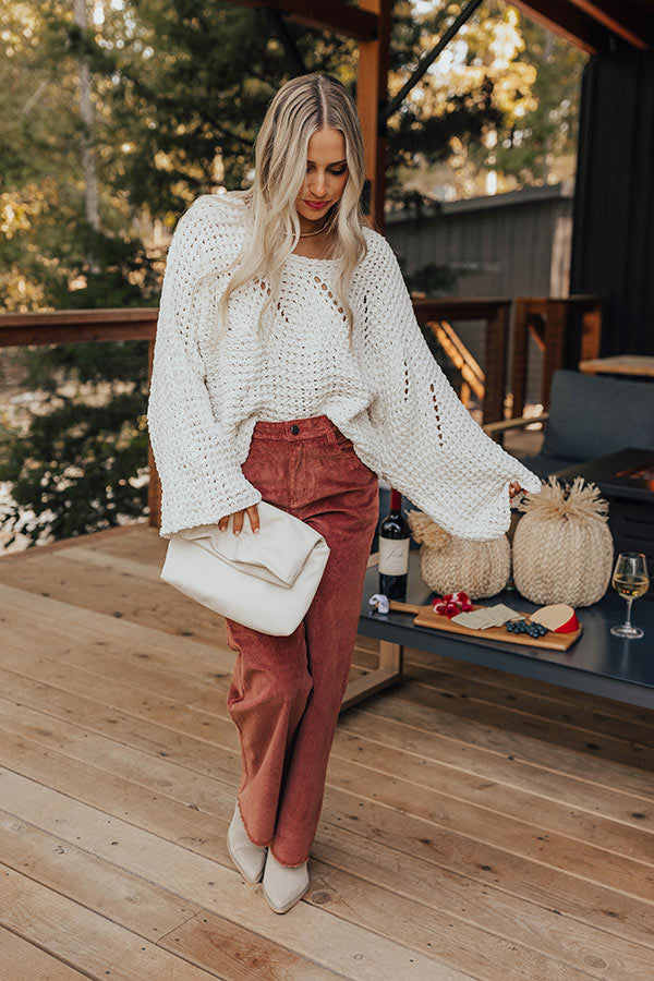 The Madelyn High Waist Corduroy Pants in Maple Image - 1
