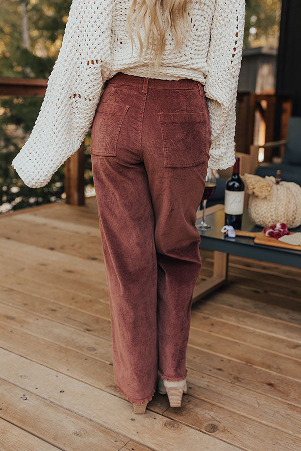 The Madelyn High Waist Corduroy Pants in Maple Image - 5